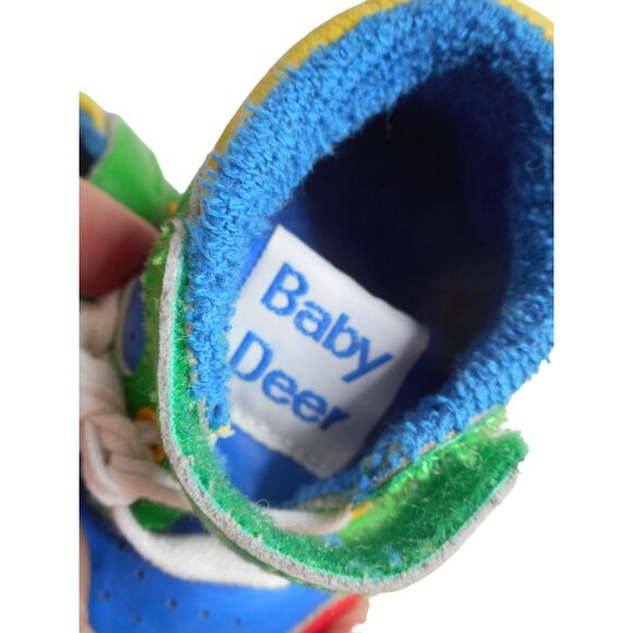 Baby Deer Size 2 Multicolor Leather Baby Shoes tie and hook and loop close - Picture 5 of 6